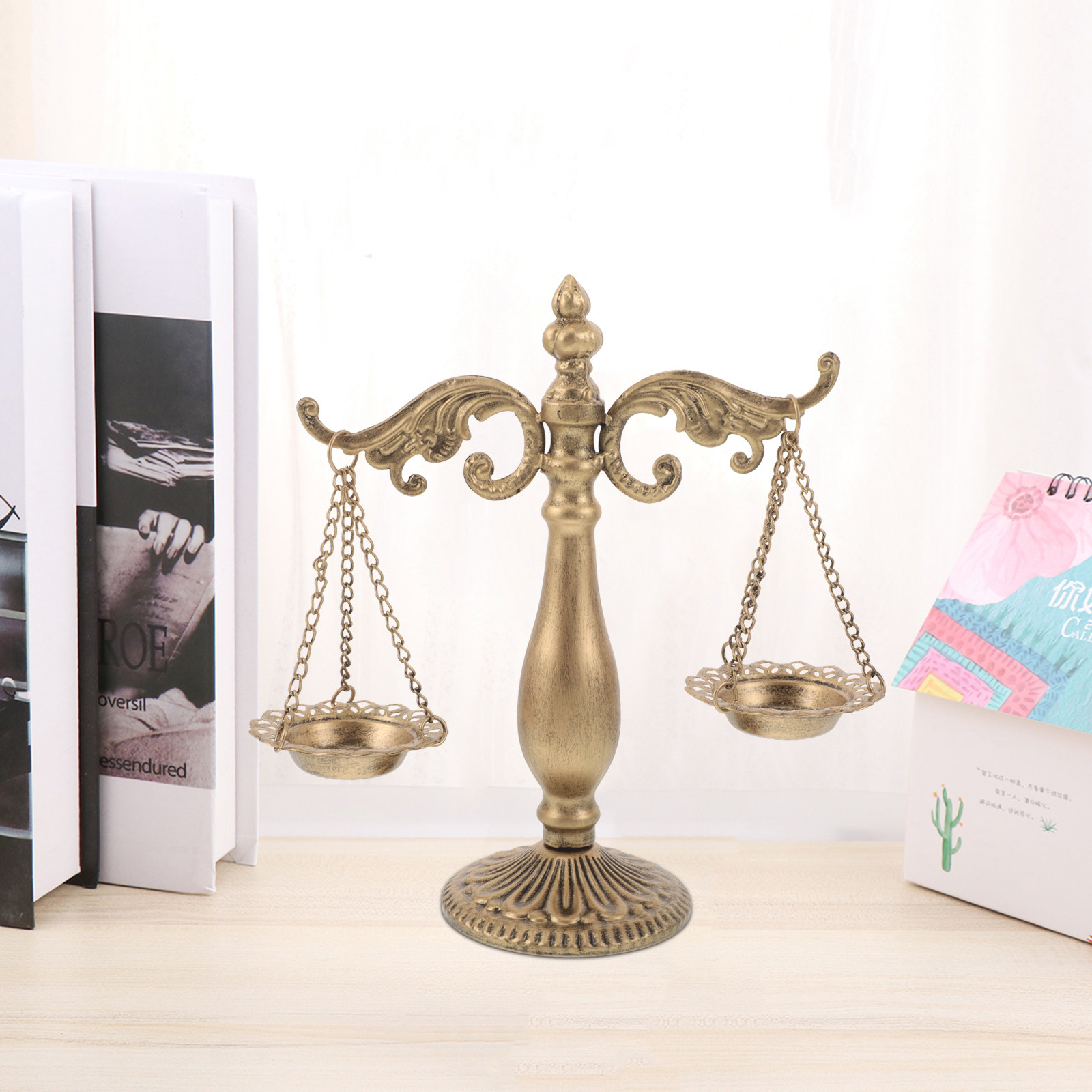 Home Office With Library - Retro Vintage Metal Libra Scale Iron