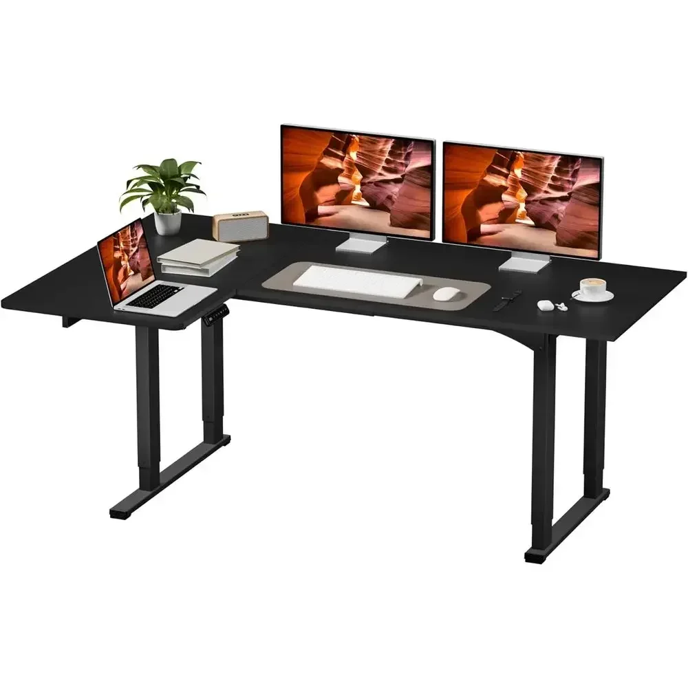 Home Office L Shaped Desk - Electric Adjustable Height L-Shaped Desk, 71x43
