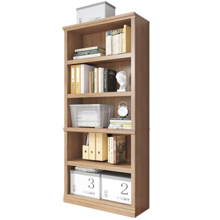 70 in Tall White Oak Bookcase  - огляд і ціна Home Office With Library