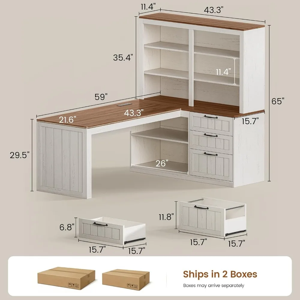 SEDETA Farmhouse L Shaped Comp - огляд і ціна Home Office L Shaped Desk
