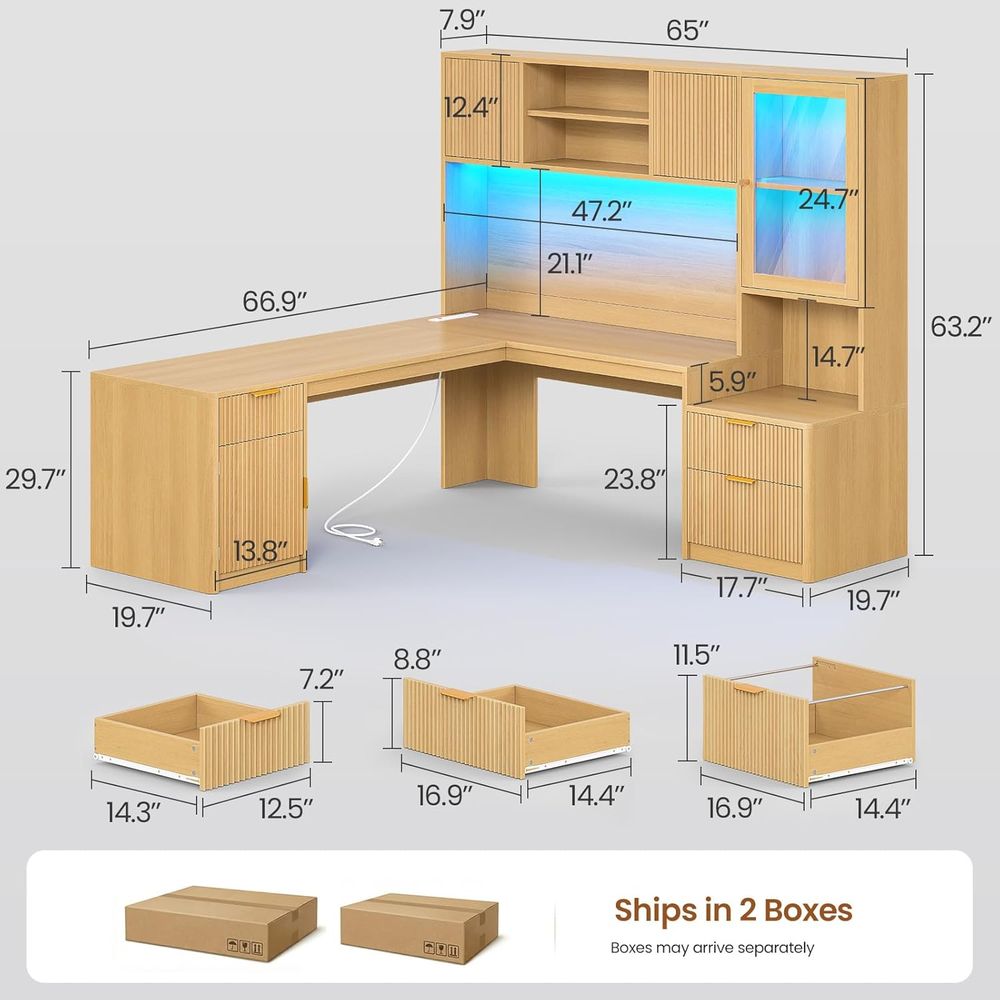 67 x 65 L-Shaped Desk with RGB - огляд і ціна Home Office L Shaped Desk