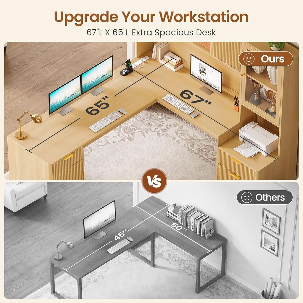 67 x 65 L-Shaped Desk with RGB - огляд і ціна Home Office L Shaped Desk
