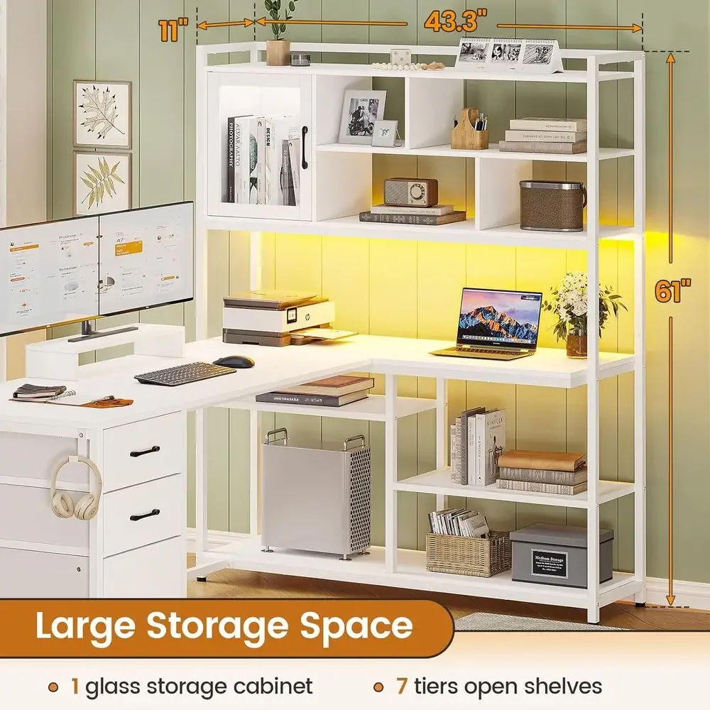 58 L-Shaped Desk with Storage, - огляд і ціна Home Office L Shaped Desk