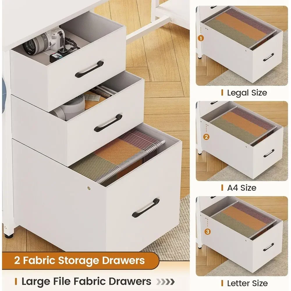 58 L-Shaped Desk with Storage, - огляд і ціна Home Office L Shaped Desk