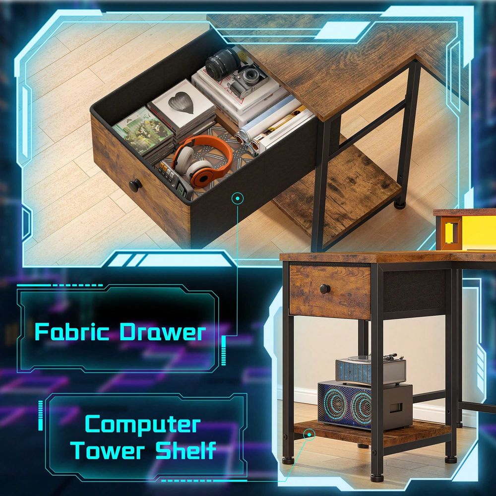 Brown L Shaped Gaming Desk Wit - огляд і ціна Home Office L Shaped Desk