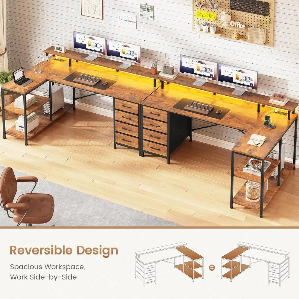 L-Shaped Desk with 4 Drawers,  - огляд і ціна Home Office L Shaped Desk