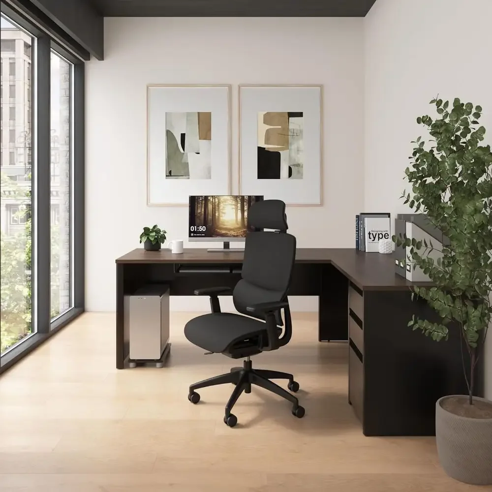72 L-Shaped Desk with Drawers  - огляд і ціна Home Office L Shaped Desk