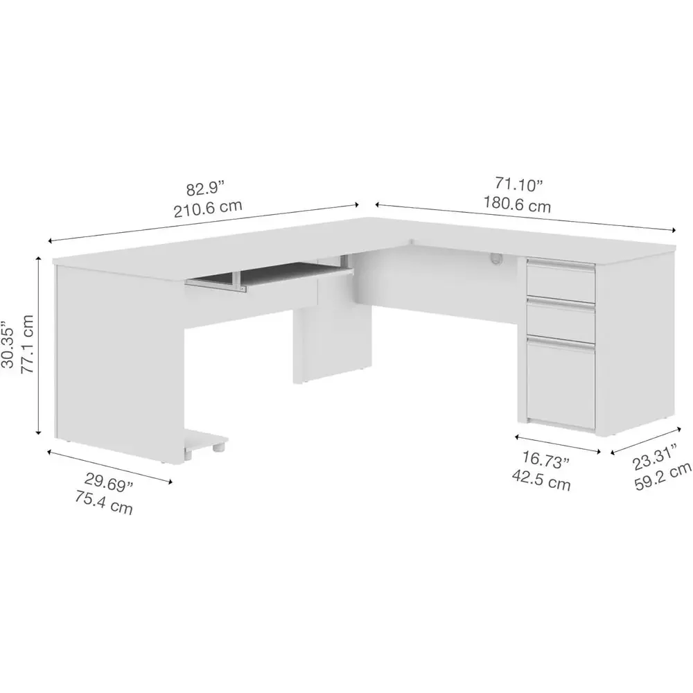 72 L-Shaped Desk with Drawers  - огляд і ціна Home Office L Shaped Desk