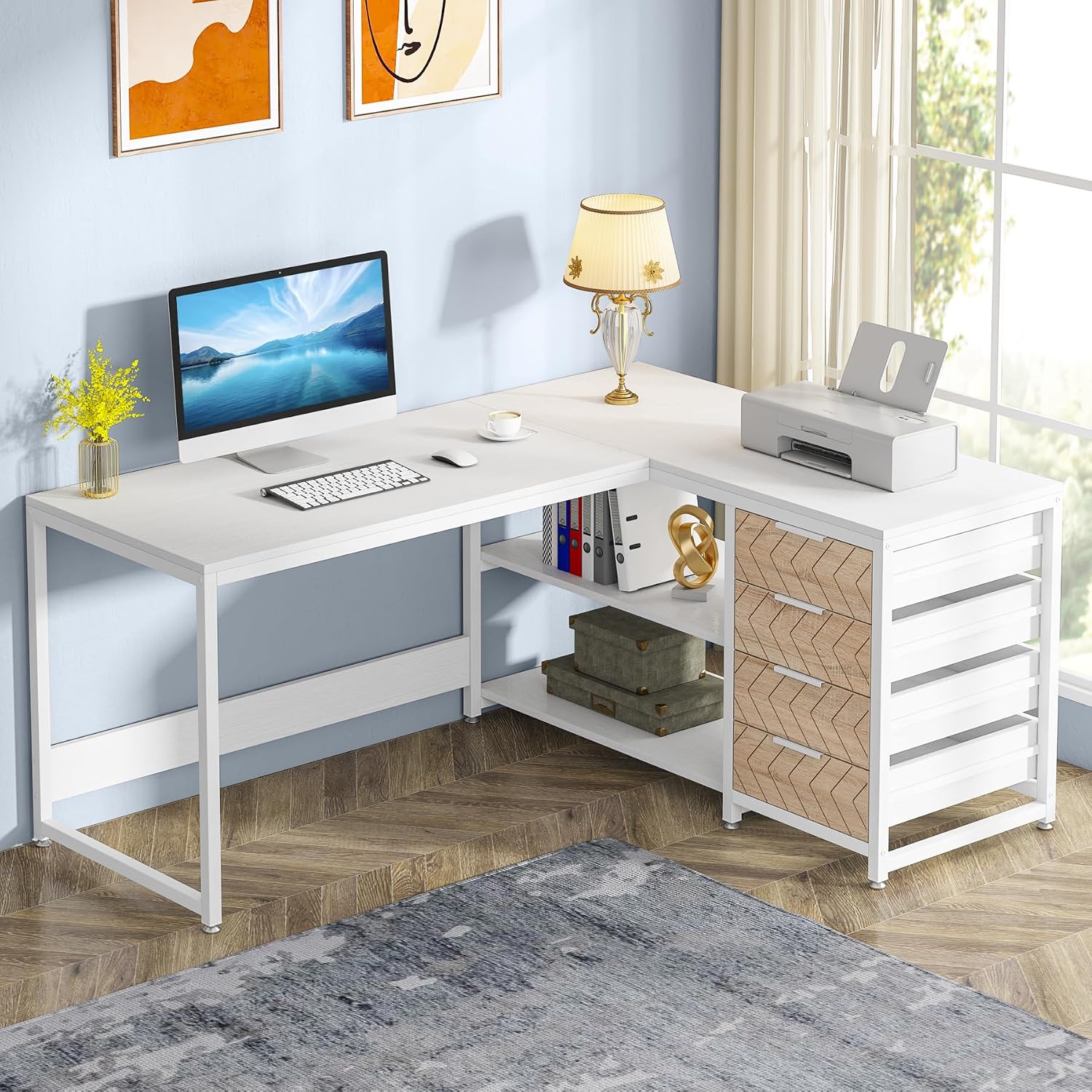 L Shaped Computer Desk with Dr - огляд і ціна Home Office L Shaped Desk