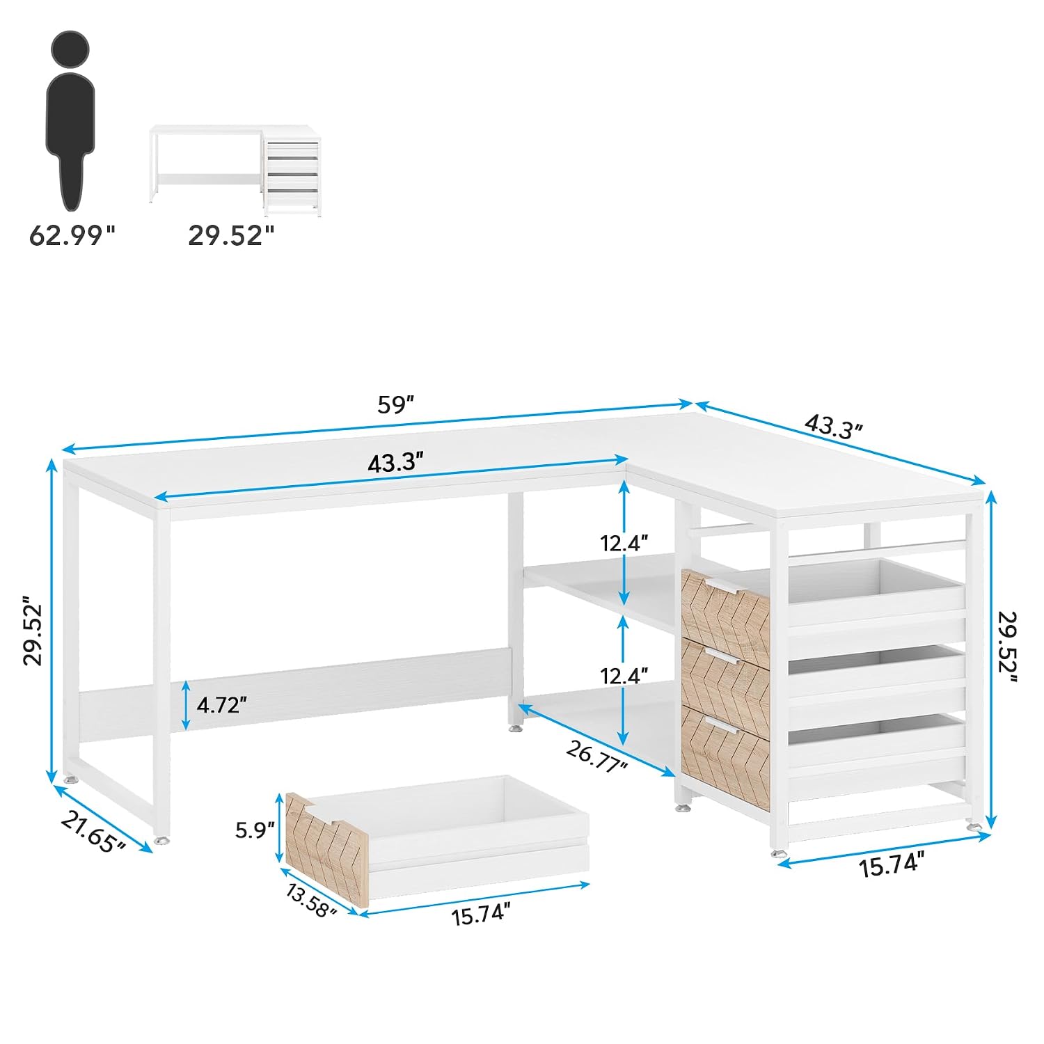 L Shaped Computer Desk with Dr - огляд і ціна Home Office L Shaped Desk