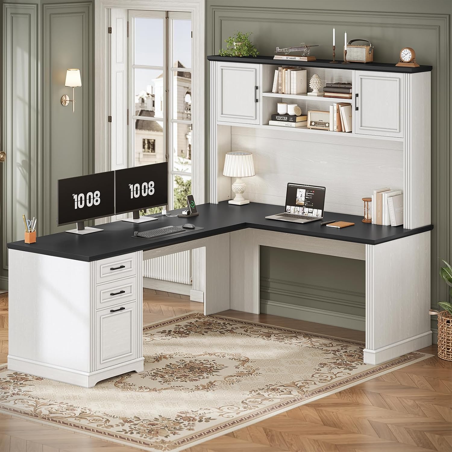 L Shaped Desk with Hutch & 3 D - огляд і ціна Home Office L Shaped Desk
