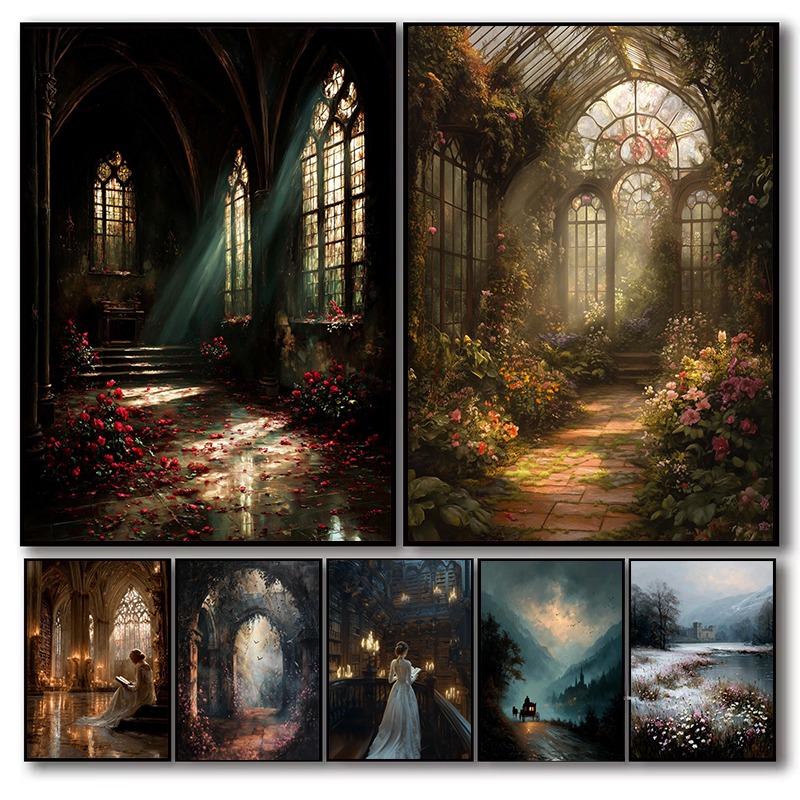 Dark Academia Canvas Print Got - огляд і ціна Home Office With Library