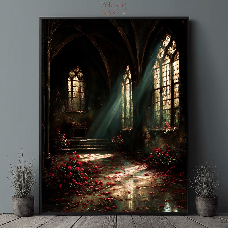Dark Academia Canvas Print Got - огляд і ціна Home Office With Library