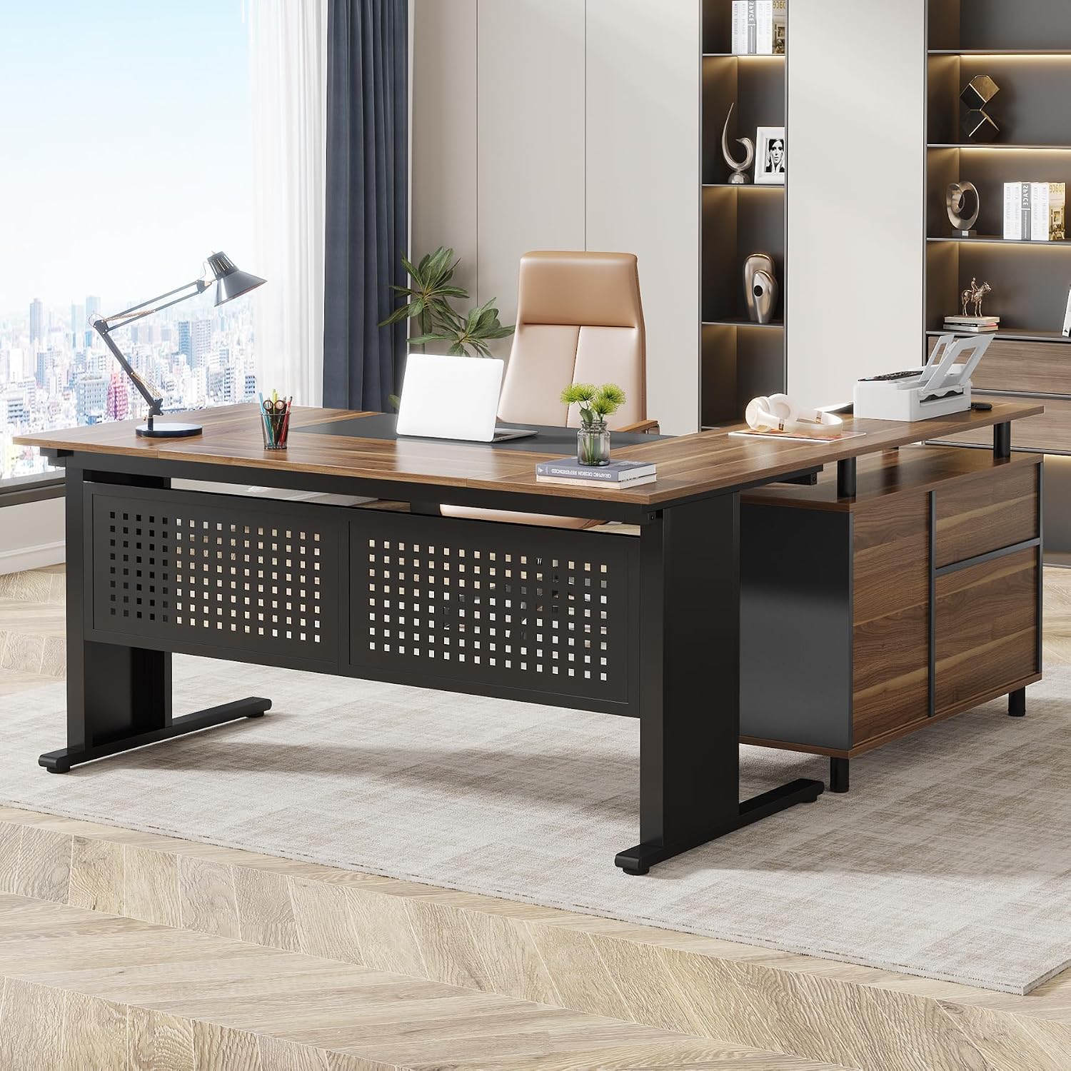 63 Inch L Shaped Executive Des - огляд і ціна Home Office L Shaped Desk