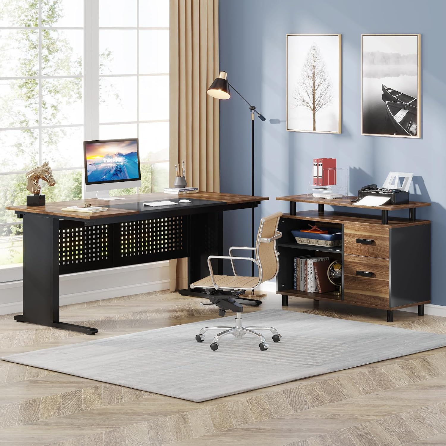 63 Inch L Shaped Executive Des - огляд і ціна Home Office L Shaped Desk