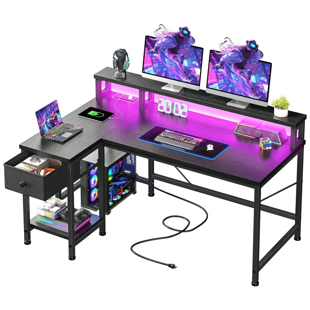 Black L Shaped Gaming Desk Wit - огляд і ціна Home Office L Shaped Desk
