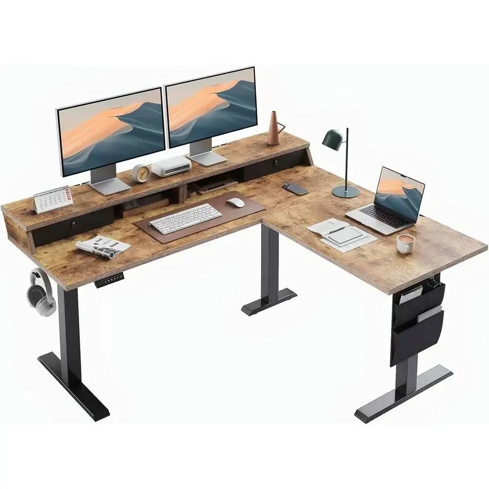 Vintage Brown L-Shaped Electri - огляд і ціна Home Office L Shaped Desk