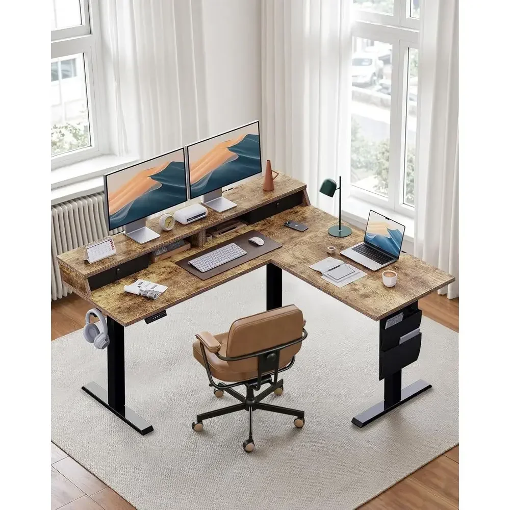 Vintage Brown L-Shaped Electri - огляд і ціна Home Office L Shaped Desk