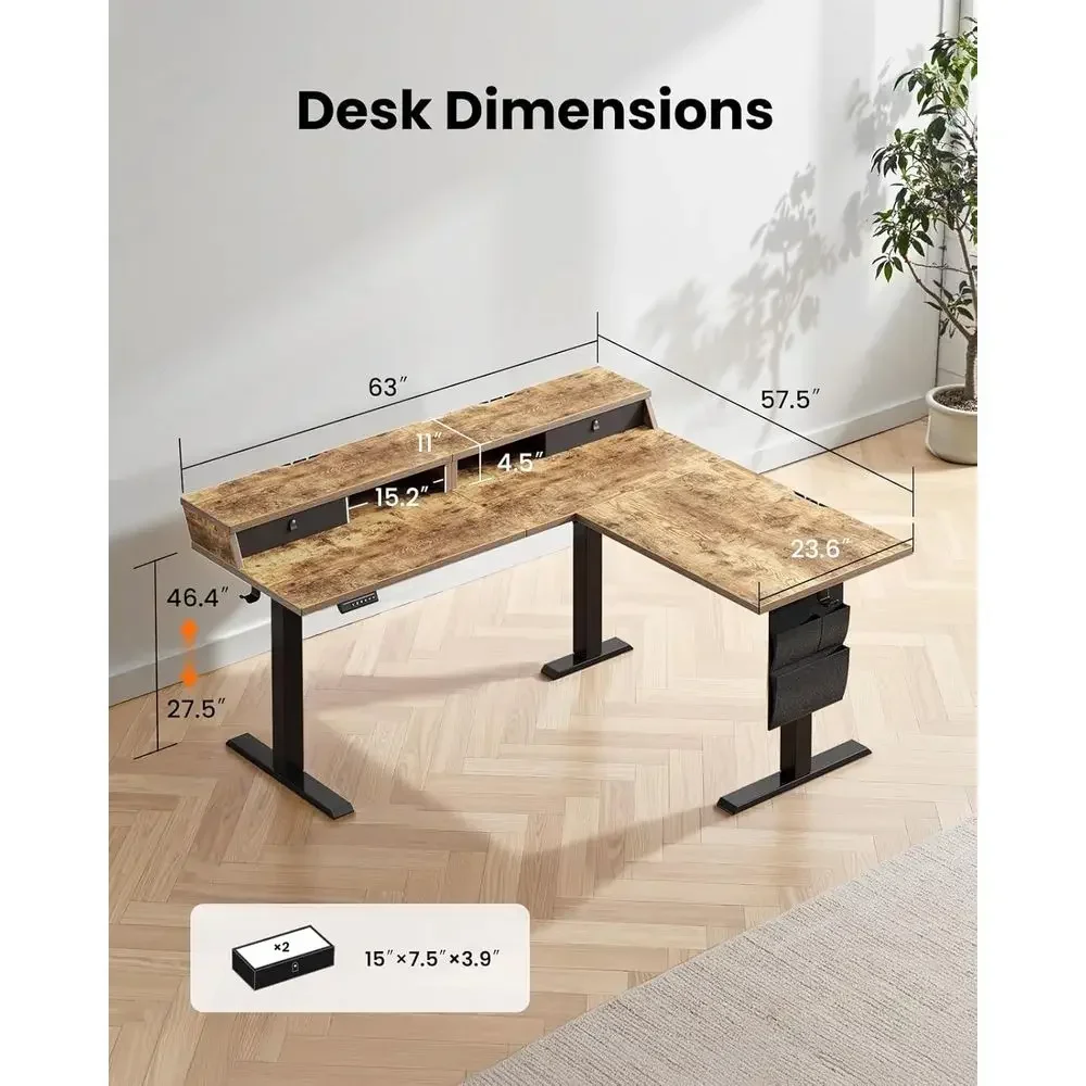 Vintage Brown L-Shaped Electri - огляд і ціна Home Office L Shaped Desk