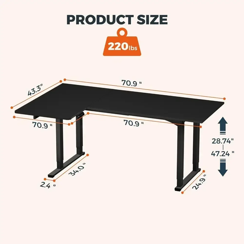 Electric Adjustable Height L-S - огляд і ціна Home Office L Shaped Desk