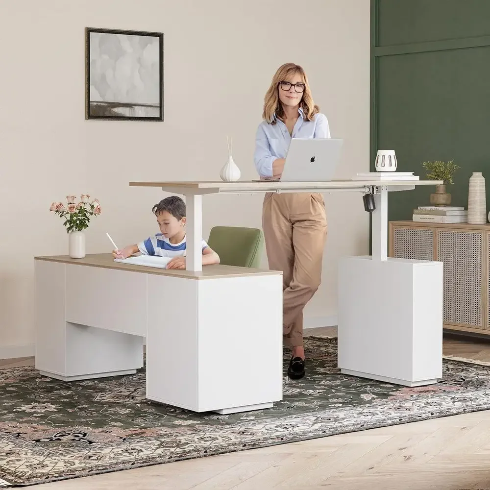 63 L-Shaped Standing Desk with - огляд і ціна Home Office L Shaped Desk