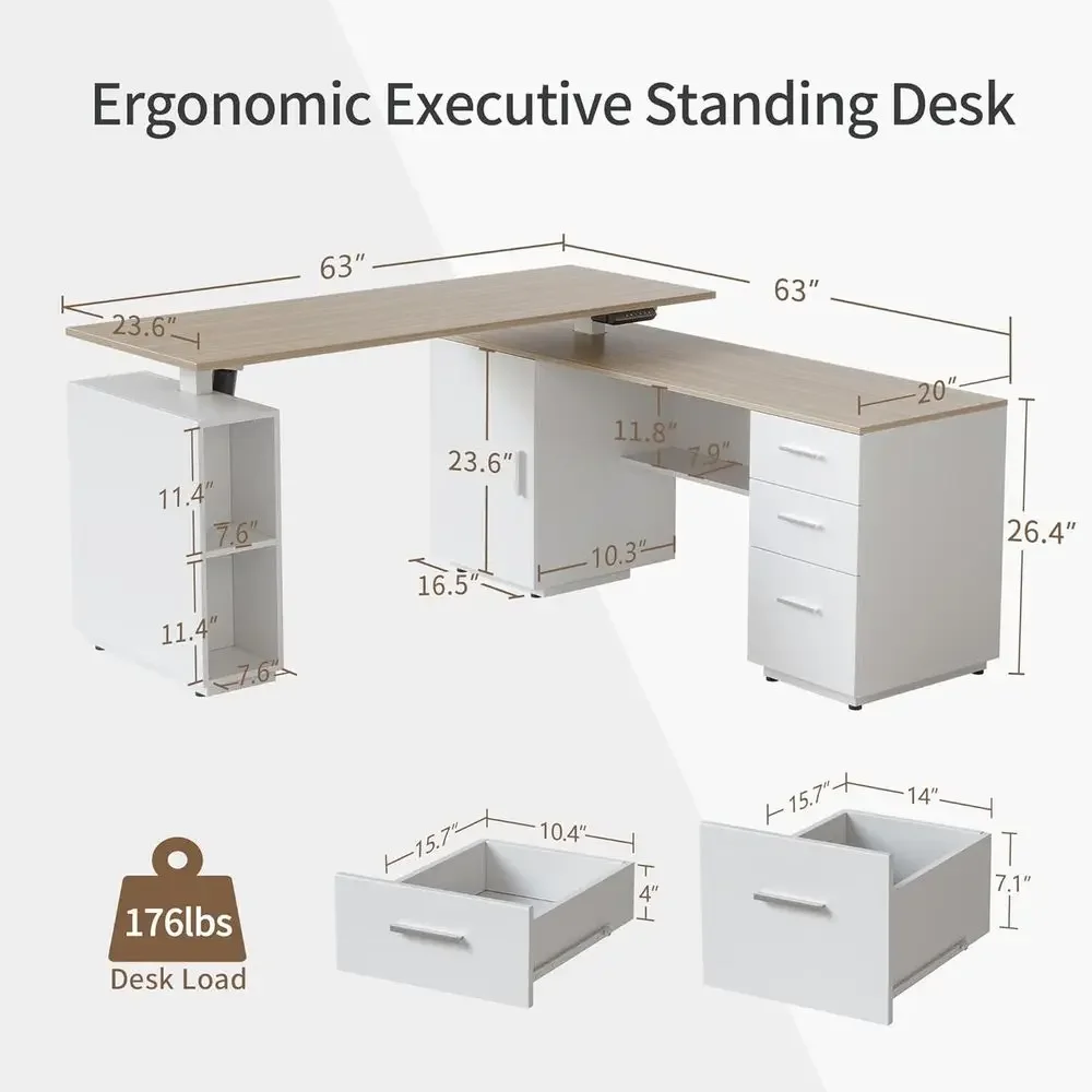 63 L-Shaped Standing Desk with - огляд і ціна Home Office L Shaped Desk
