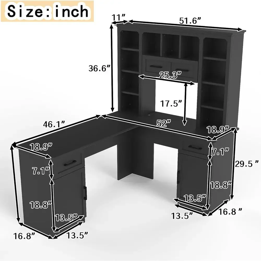 L-Shaped Office Desk with Stor - огляд і ціна Home Office L Shaped Desk
