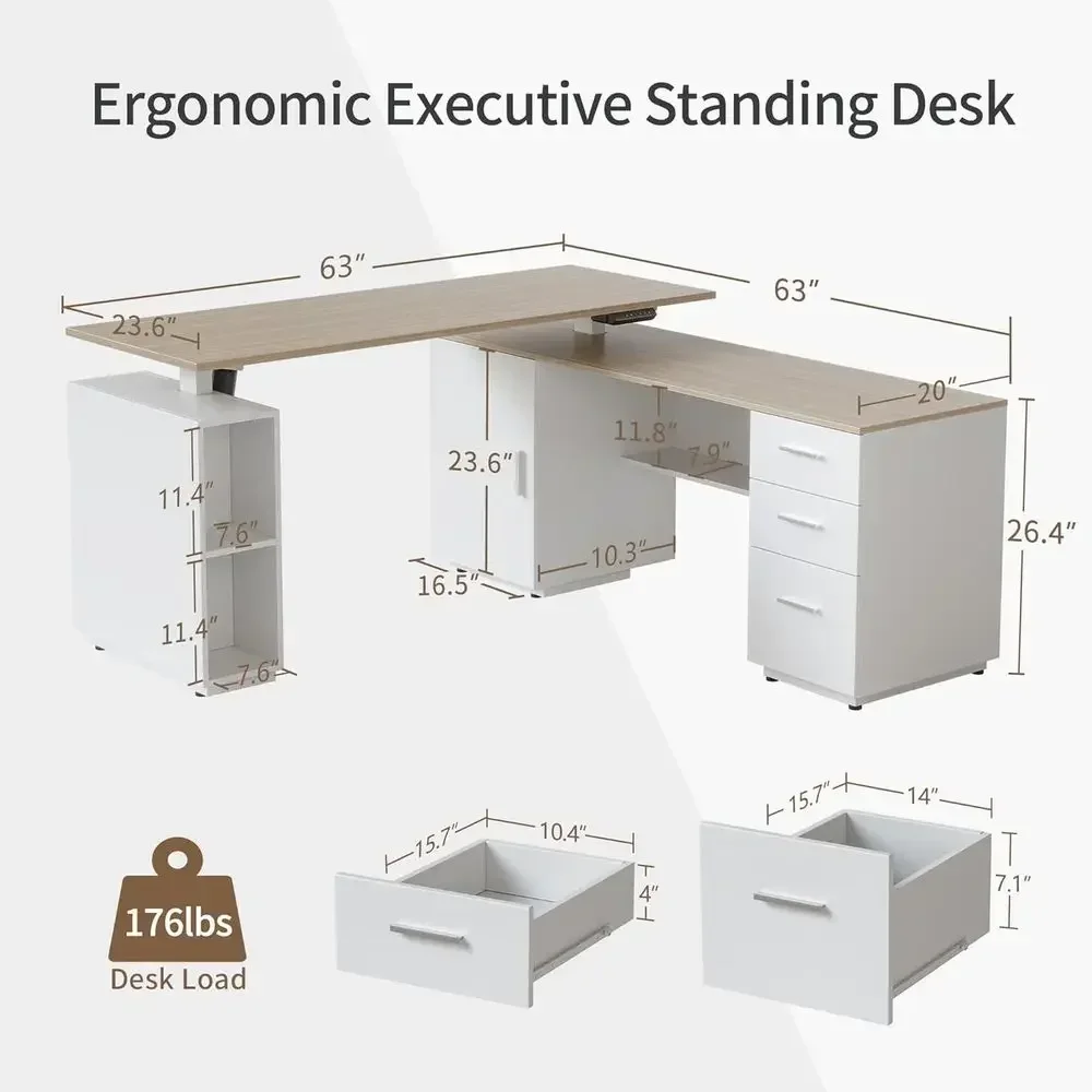 63 Executive L-Shaped Standing - огляд і ціна Home Office L Shaped Desk